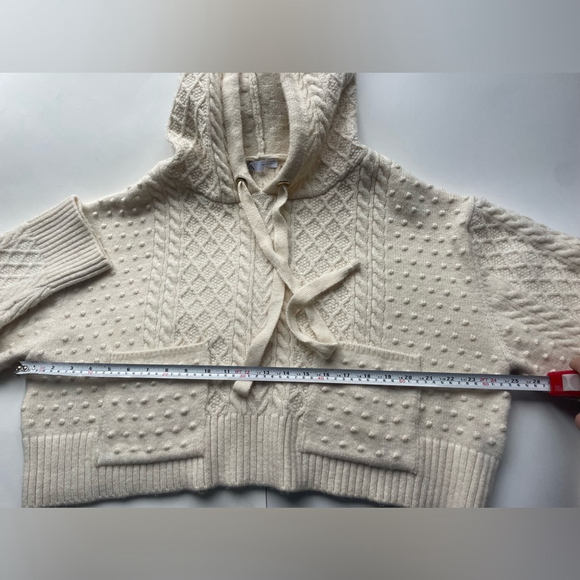 zara Cream Knit Cropped Hoodie sweater small - Picture 7 of 12